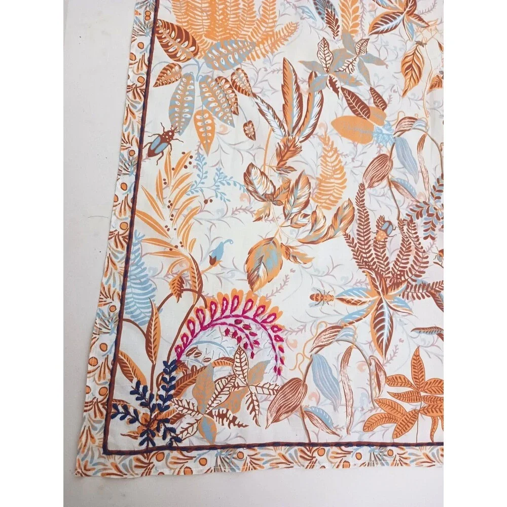 NEW Calypso St Barth Cotton Scarf /Wrap Floral Print Embroidered Accents 40